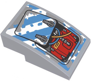 LEGO Helling 2 x 3 Gebogen met Diagonal Azure Strepen, Hatch, Wires en Rood Motor Sticker (24309)