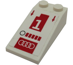 LEGO Helling 2 x 4 (18°) met "1" en Audi logo Sticker (30363)