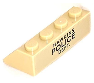 LEGO Steigung 2 x 4 (45°) mit HAWKINS Polizei DEPT. Aufkleber mit rauer Oberfläche (3037)