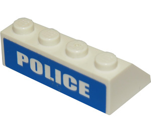 LEGO Schrägstein 2 x 4 (45°) mit "Polizei" auf Hinten Aufkleber mit rauer Oberfläche (3037)