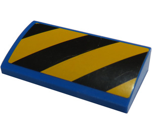 LEGO Slope 2 x 4 Curved with Black and Yellow Danger Stripes Pattern Model Left Side Sticker with Bottom Tubes (88930)