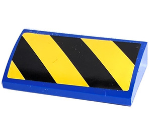 LEGO Slope 2 x 4 Curved with Black and Yellow Danger Stripes (Right) Sticker with Bottom Tubes (88930)