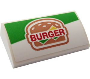 LEGO Slope 2 x 4 Curved with 'BURGER' Sticker with Bottom Tubes (88930)