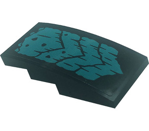 LEGO Slope 2 x 4 Curved with Dark Turquoise Chevrons Sticker (93606)
