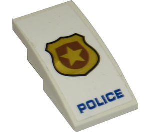 LEGO Steigung 2 x 4 Gebogen mit Gold Badge und Blau 'Polizei' Aufkleber (93606)