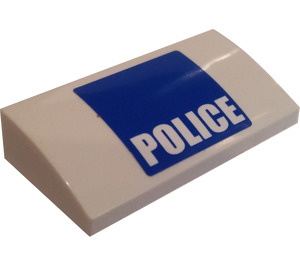 LEGO Helling 2 x 4 Gebogen met Politie logo Sticker met buizen aan de onderzijde (88930)