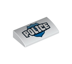 LEGO Pendenza 2 x 4 Curvo con 'Polizia' over Polizia Distintivo con tubi alla base (16384 / 61068)