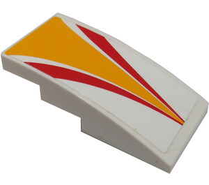 LEGO Slope 2 x 4 Curved with Red and Orange Triangle Sticker (93606)