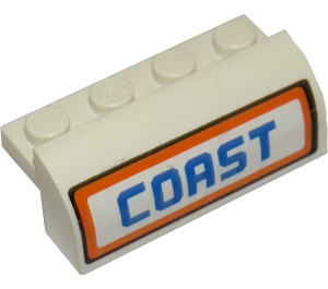 LEGO Schrägstein 2 x 4 x 1.3 Gebogen mit "COAST" Aufkleber (6081)