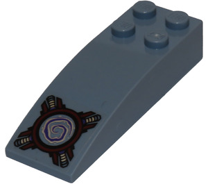 LEGO Slope 2 x 6 Curved with White and Purple Spiral in Dark Red Circle and Mechanical Pattern Sticker (44126)