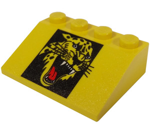LEGO Slope 3 x 4 (25°) with Cheetah Head on Black Background (3297)