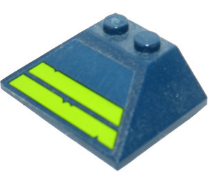 LEGO Slope 3 x 4 Double (45° / 25°) with Two Lime Stripes with Cut Out Edges Sticker (4861)