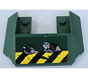 LEGO Slope 4 x 6 with Cutout with Black and Yellow Danger Stripes and Red Gears Pattern Sticker (4365)