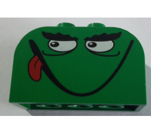 LEGO Helling Steen 2 x 4 x 2 Gebogen met Monster Gezicht (smile, tongue) (4744)