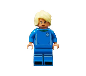 LEGO Fotball Player, Kvinne, Blå Uniform, Blonde Hår Minifigur