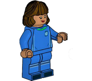 LEGO Soccer Player, Female, Blue Uniform,Dark Brown Hair Minifigure