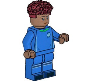 LEGO Soccer Player, Female, Blue Uniform, Dark Red Hair Minifigure