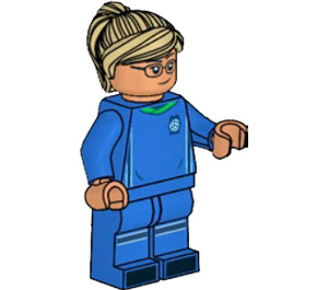 LEGO Fotball Player, Kvinne, Blå Uniform, Beige Hestehale Minifigur