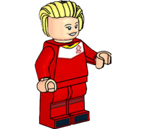 LEGO Soccer Player, Female, Red Uniform, Blonde Hair Swept Back Minifigure