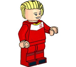 LEGO Soccer Player, Female, rouge Uniform, Blonde Cheveux Swept Retour Figurine