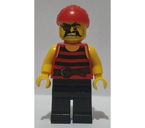 LEGO Soldiers Outpost Pirate with Black and Red Stripes Shirt and Brown Eyepatch Minifigure
