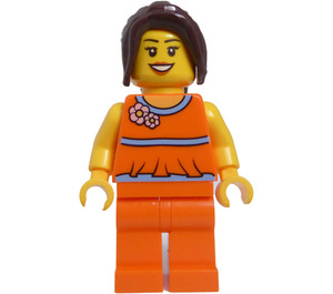 LEGO Spring Time Scene Female with Floral Blouse and Ponytail Minifigure