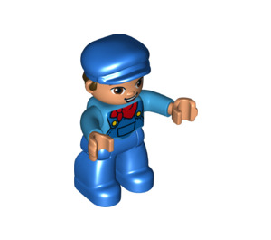 LEGO Steam Train Driver with Blue Overalls and Cap Duplo Figure