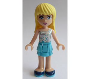 LEGO Stephanie med Medium Azure Layered Nederdel og hvid En Strap Top med Stjerner Minifigur