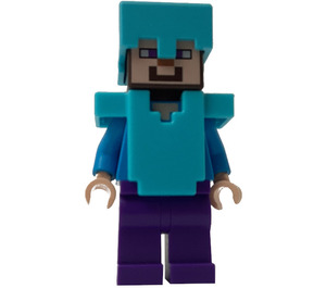 LEGO Steve with Dark Purple Legs with Medium Azure Helmet and Armor Minifigure