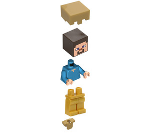 LEGO Steve with Pearl Gold Legs, Armor and Helmet Minifigure