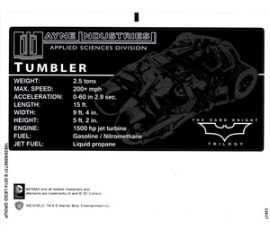 LEGO Sticker Sheet 1 for Set 76023 (18629 / 18630)