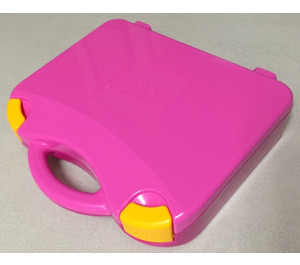 LEGO Storage Case with Rounded Corners and Dark Pink Lid, Yellow Latches