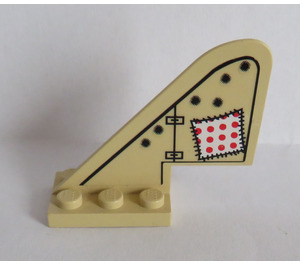 LEGO Staart 2 x 5 x 3.667 Vliegtuig met Lap en Bullet Gaten Sticker (3587)