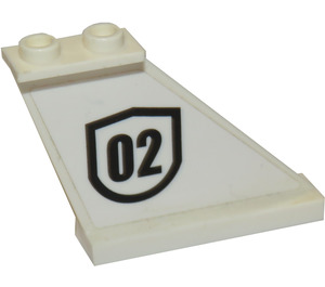 LEGO Staart 4 x 1 x 3 met '02' (Rechtsaf) Sticker (2340)