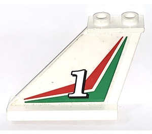 LEGO Tail 4 x 1 x 3 with "1" with Red and Green Lines Sticker (2340)