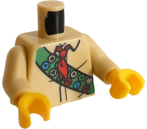 LEGO Beige Boy Scout Minifig Torso med Rød Neckerchief og Grøn Sash (973)