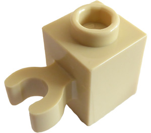 LEGO Beige Palikka 1 x 1 jossa Pystysuora Klipsi (Avoin 'O'-klipsi, Ontto nuppi) (60475 / 65460)