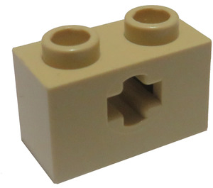 LEGO Beige Palikka 1 x 2 jossa Akselin aukko ('+'-aukko ja pohjanupin pidike) (32064)