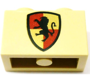 LEGO Zandbruin Steen 1 x 2 met Gryffindor (Leeuw) Schild met buis aan de onderzijde (3004 / 43776)