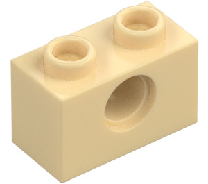 LEGO Beige Kloss 1 x 2 med Hull (3700)