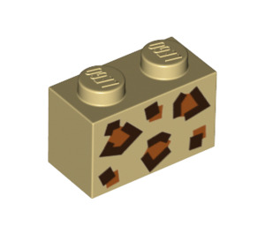 LEGO Tan Brick 1 x 2 with Leopard Pattern with Bottom Tube (3004 / 66695)