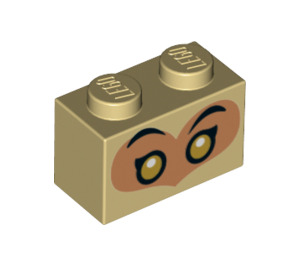 LEGO Tan Brick 1 x 2 with Monkie kid Eyes with Bottom Tube (3004 / 73425)