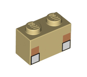 LEGO Beige Stein 1 x 2 mit Verpixelt Minecraft Weiß Augen mit Unterrohr (3004 / 76988)