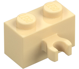 LEGO Beige Palikka 1 x 2 jossa Pystysuora Klipsi avoimella "O"-klipsillä (42925 / 95820)