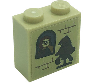 LEGO Beige Backstein 1 x 2 x 1.6 mit Bolzen auf Eins Seite mit Portrait Picture, Sorting Hut und Bricks Aufkleber (22885)
