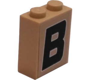 LEGO bronzer Brique 1 x 2 x 2 avec Letter B Autocollant avec porte-goujon intérieur (3245)