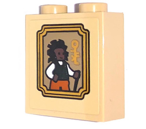 LEGO bronzer Brique 1 x 2 x 2 avec Picture of Wizard avec Noir Cheveux Autocollant avec porte-goujon intérieur (3245)
