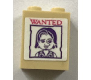 LEGO Tan Brick 1 x 2 x 2 with Wanted Poster Sticker with Inside Stud Holder (3245)