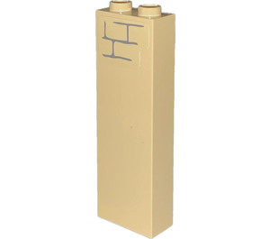 LEGO Tan Brick 1 x 2 x 5 with Brick Pattern Above Sticker (2454)