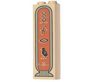 LEGO Zandbruin Steen 1 x 2 x 5 met Hieroglyphs met noppenhouder (2454)